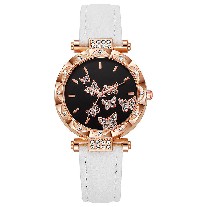 Cross-Border Hot-Selling Belt Women's Watch Wholesale Personality Fashion Butterfly Quartz Watch Female Student Exam Wristwatch