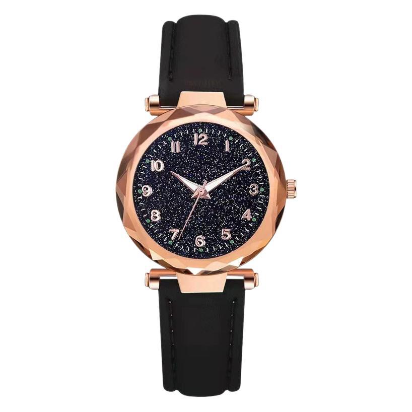 Casual Matte Digital Belt Women's Watch Starry Sky Luminous Girl's Watch Plastic Case Quartz Watch Manufacturer Wholesale