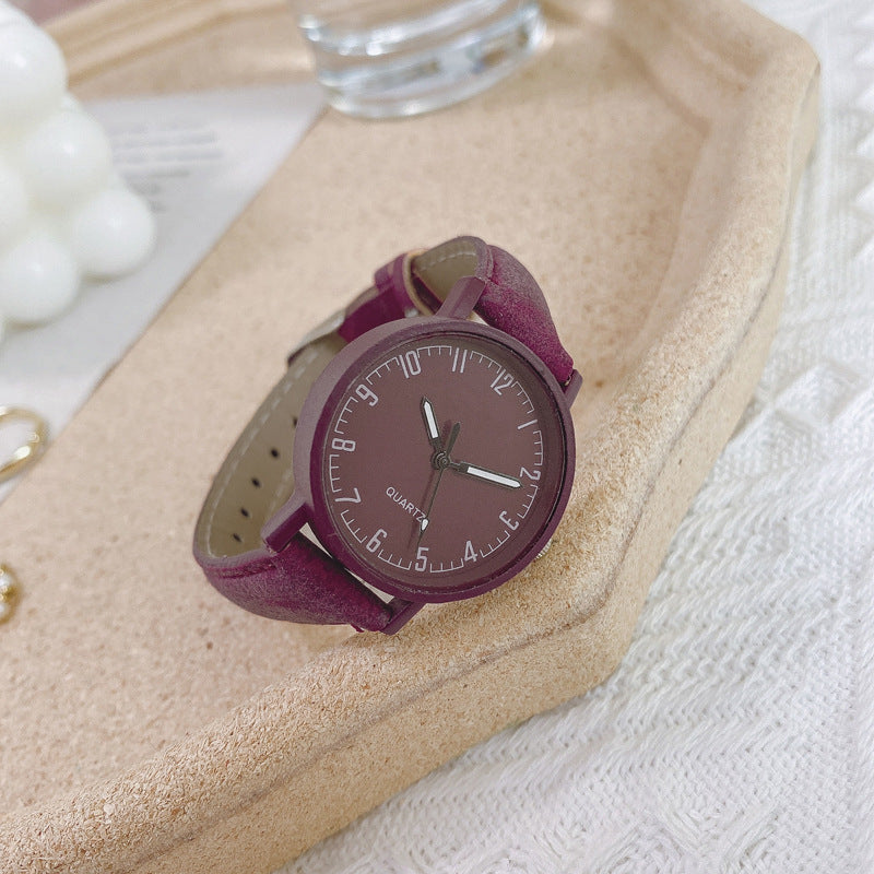 Cross-Border Fashion Retro Scale Digital Belt Women's Watch Fresh Casual Quartz Watch for Primary and Secondary School Students Wholesale