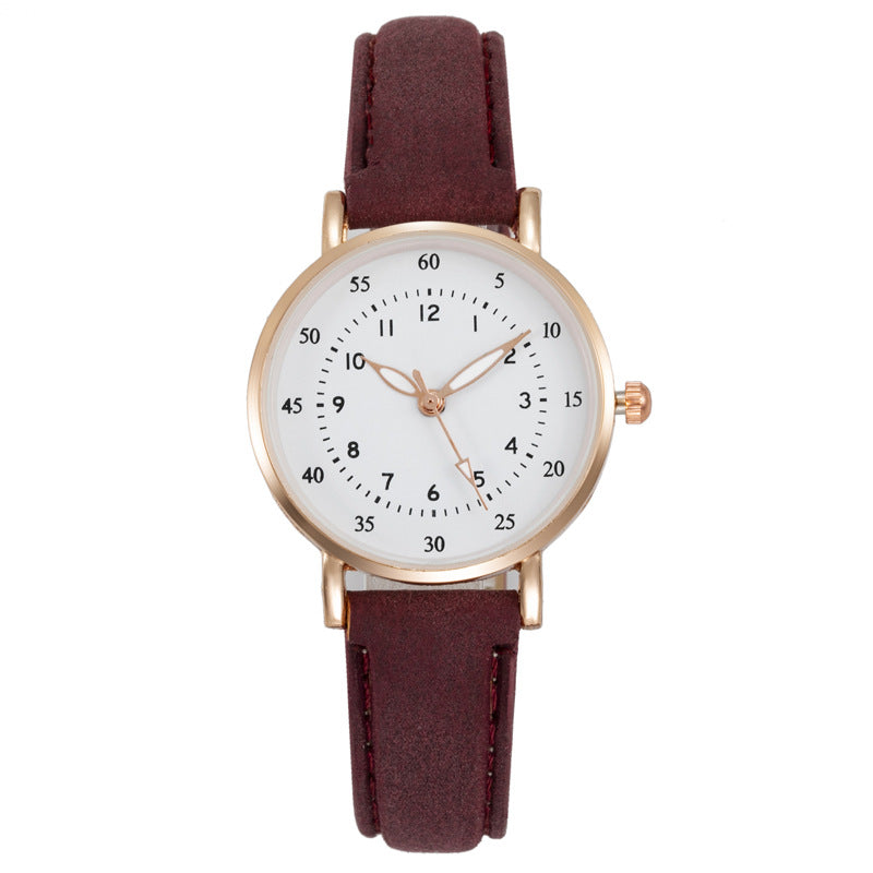 Cross-Border Hot-Selling Women's Fashion Simple Round Pointer High-End Versatile Fashion Watch Student Quartz Wristwatch
