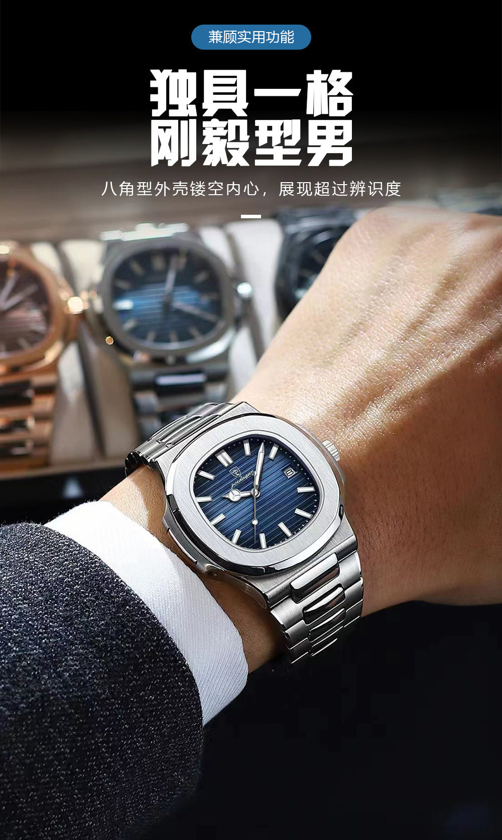 Swiss Brand New Waterproof Ultra-Thin Men's Watch Calendar Quartz Watch Live Export Hot Item Dropshipping