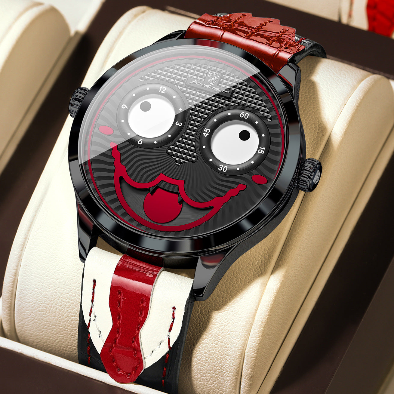 Swiss Brand Cross-Border Clown Men's Watch Fashion Waterproof Leather Strap Wristwatch Live Streaming Foreign Trade Hot Item One-Piece Dropshipping