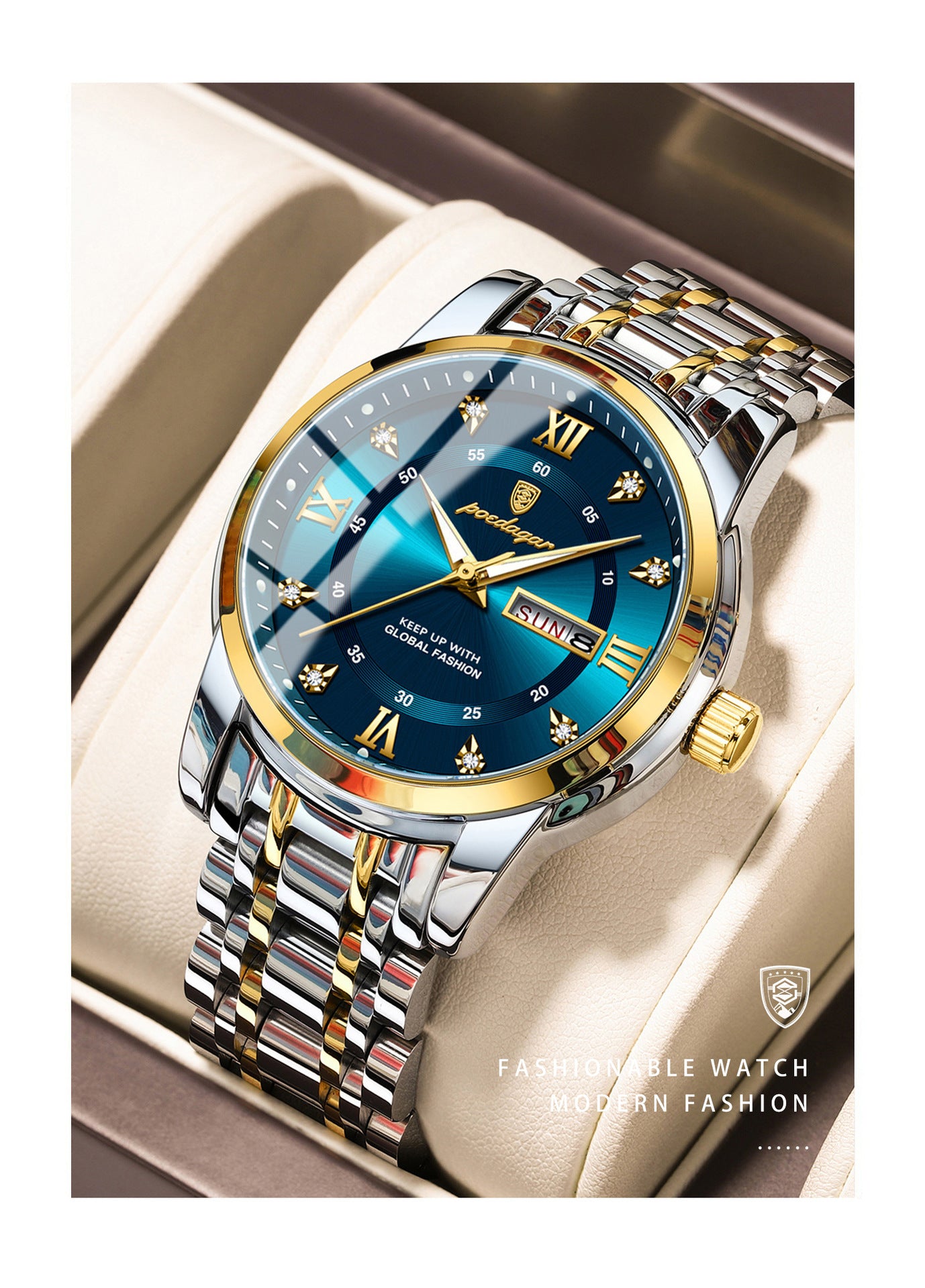 Swiss Brand Waterproof New Men's Watch Dual Calendar Luminous Quartz Watch Live Export Hot Item Dropshipping