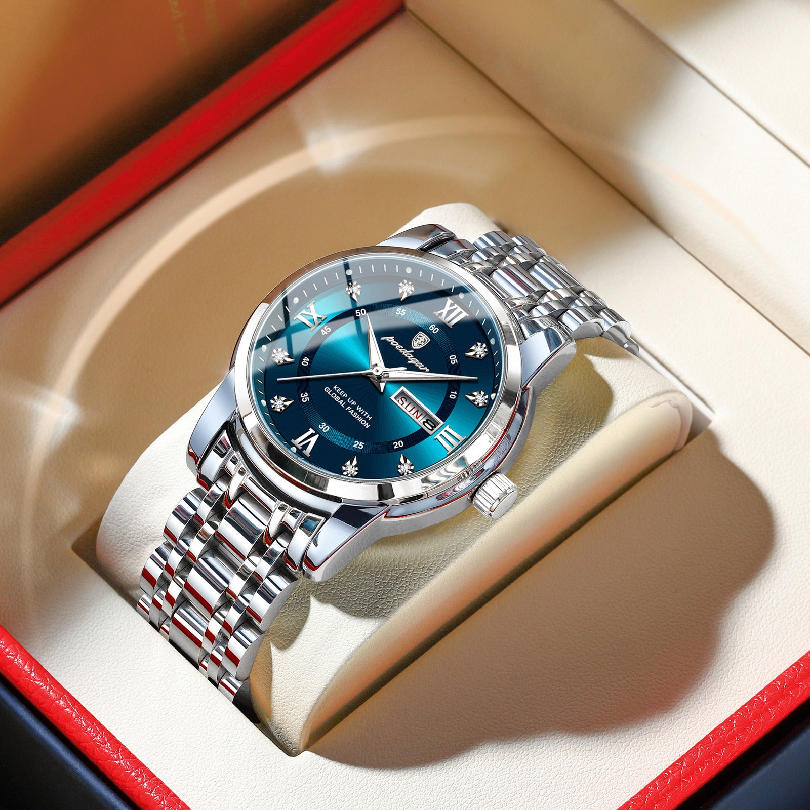 Swiss Brand Waterproof New Men's Watch Dual Calendar Luminous Quartz Watch Live Export Hot Item Dropshipping