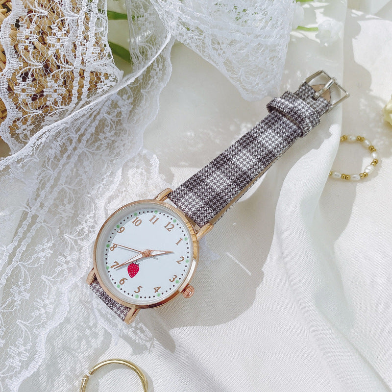 Japanese Style Cute Strawberry Luminous Women's Watch Spring Summer Simple Versatile Elementary and Middle School Soft Girl Campus Style Women's Watch