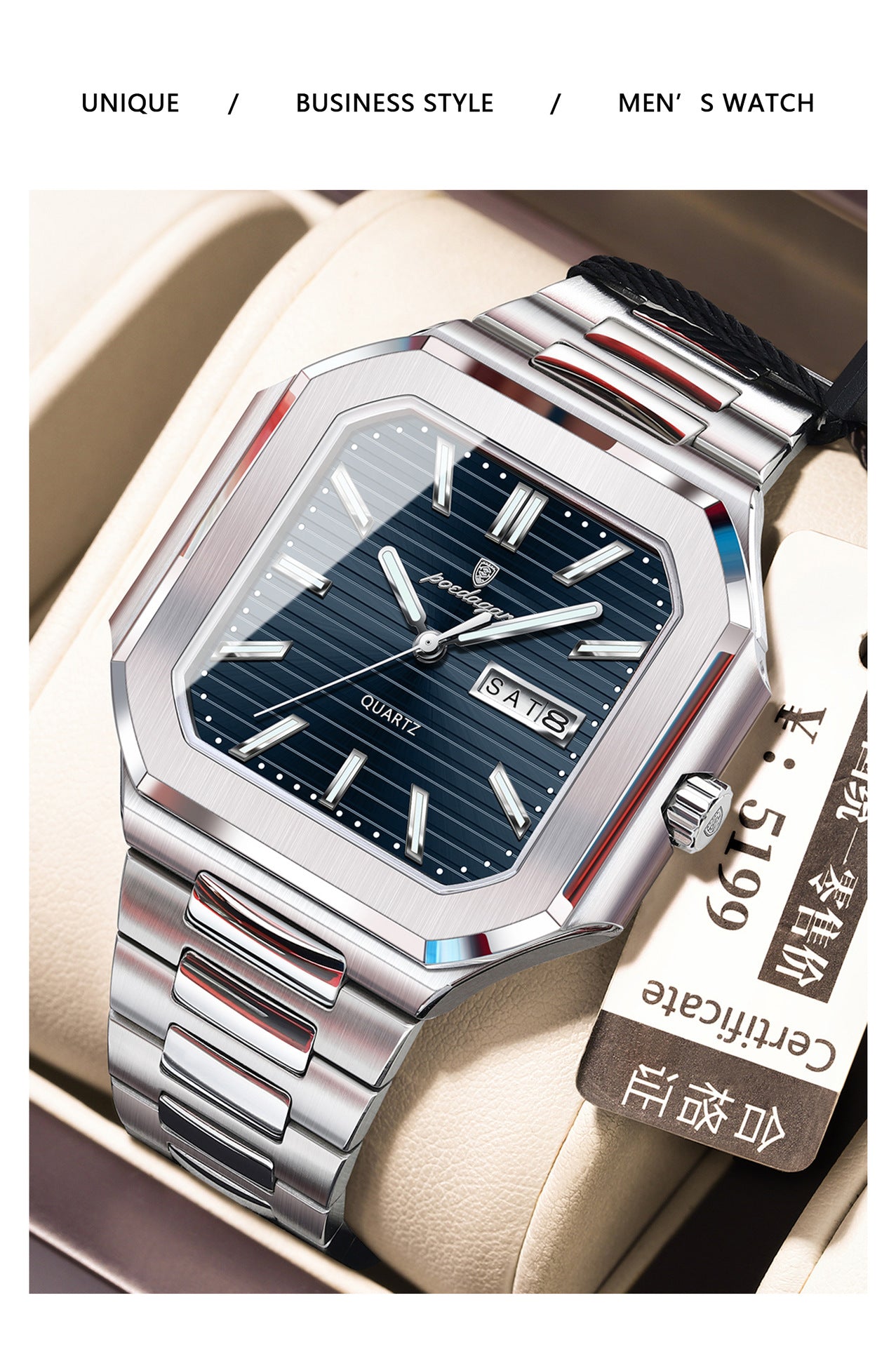 Swiss Brand Dual Calendar Watch for Men Waterproof Luminous Luxury Quartz Watch Live Streaming Foreign Trade Hot Item Dropshipping