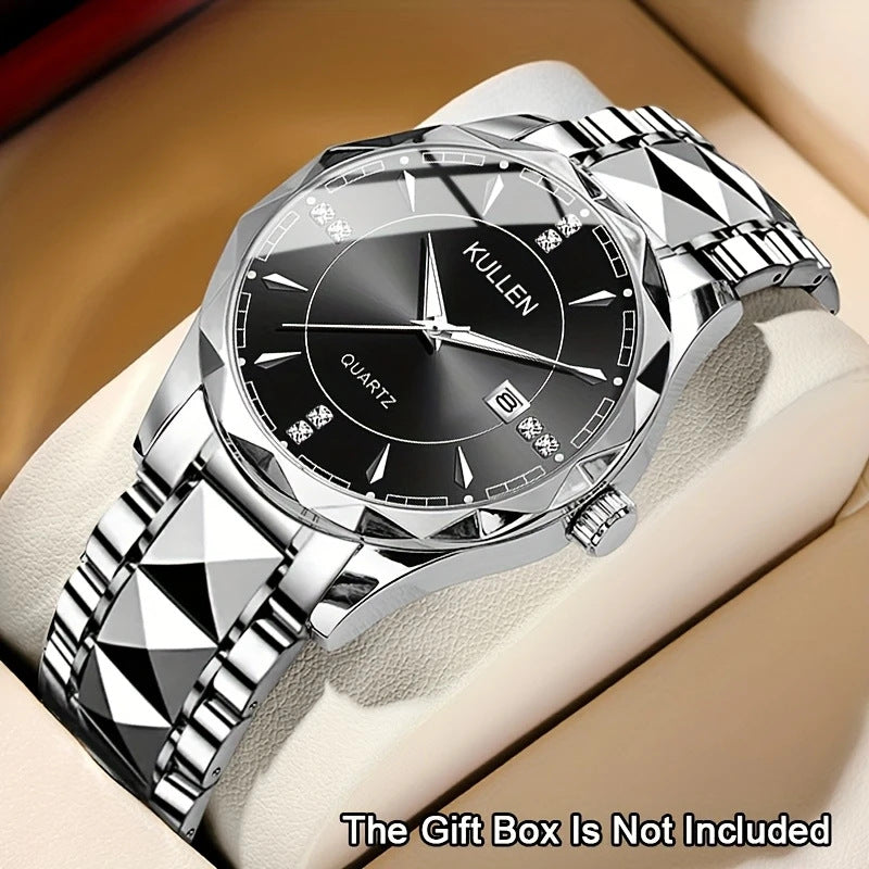 Cross-border Hot-Selling Men's Watch High-End Non-Mechanical Business Calendar Steel Band Watch High-End Men's Watch
