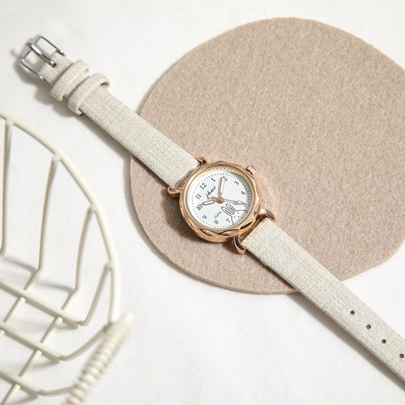 Watch for Girls Small Dial Rhombus Cute Rabbit Watch for Middle and High School Students ins Elegant Women's Wristwatch