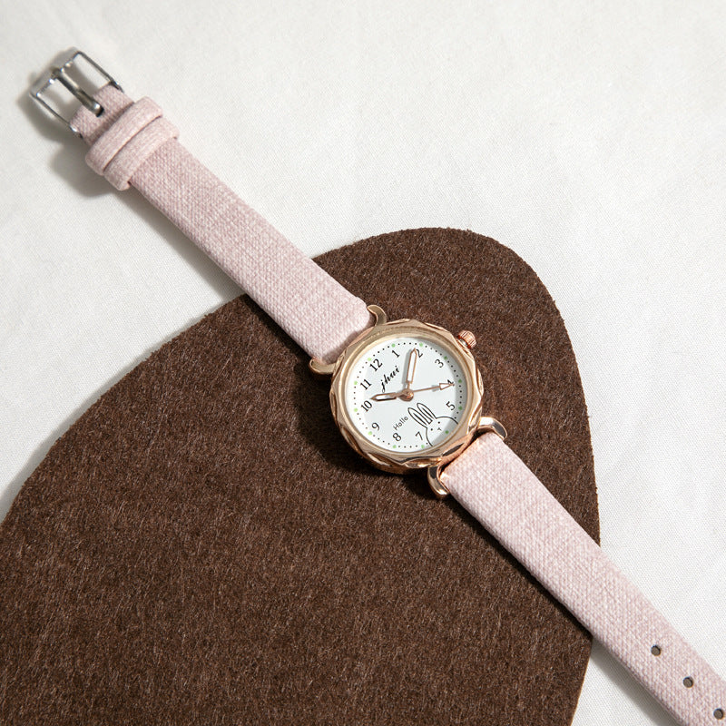Watch for Girls Small Dial Rhombus Cute Rabbit Watch for Middle and High School Students ins Elegant Women's Wristwatch