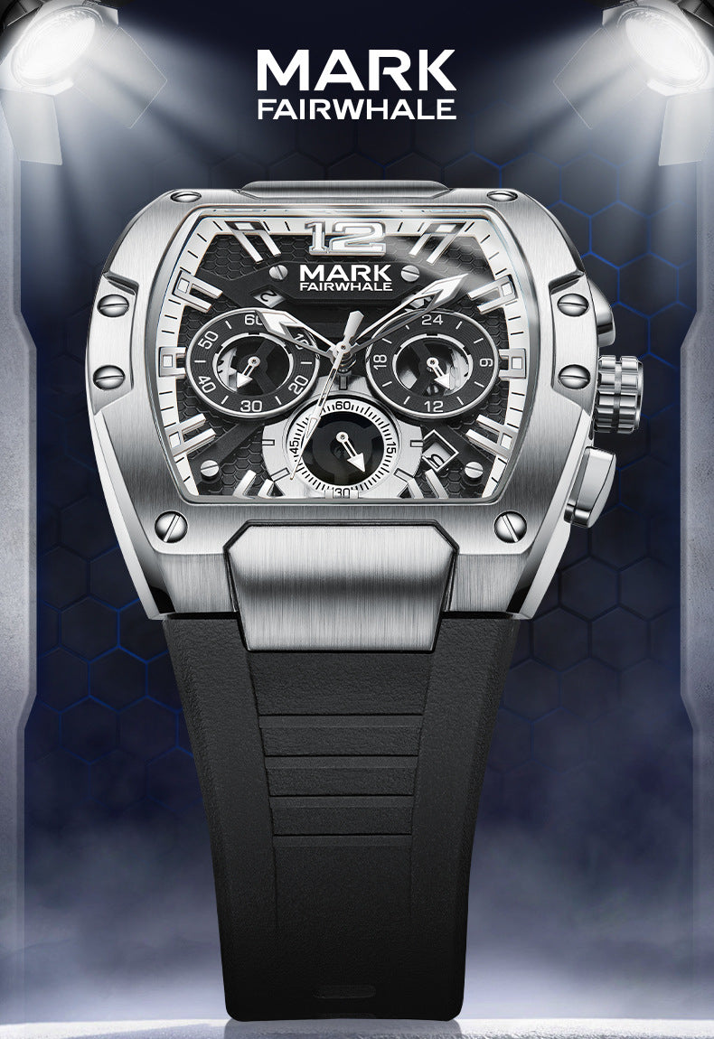 Mark Huafei Mark Fairwhale Brand watch for men, multifunctional six-hand waterproof luminous new quartz watch