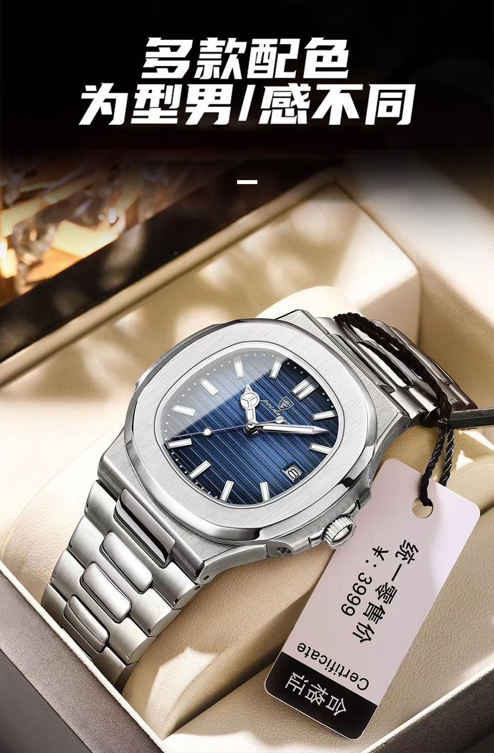 Swiss Brand New Waterproof Ultra-Thin Men's Watch Calendar Quartz Watch Live Export Hot Item Dropshipping