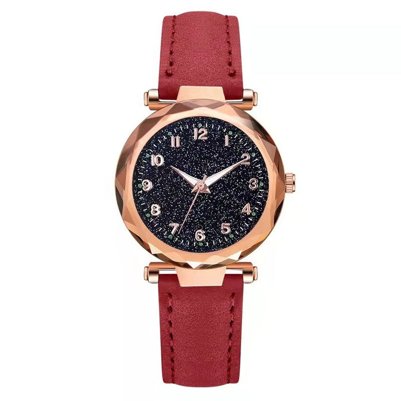 Casual Matte Digital Belt Women's Watch Starry Sky Luminous Girl's Watch Plastic Case Quartz Watch Manufacturer Wholesale