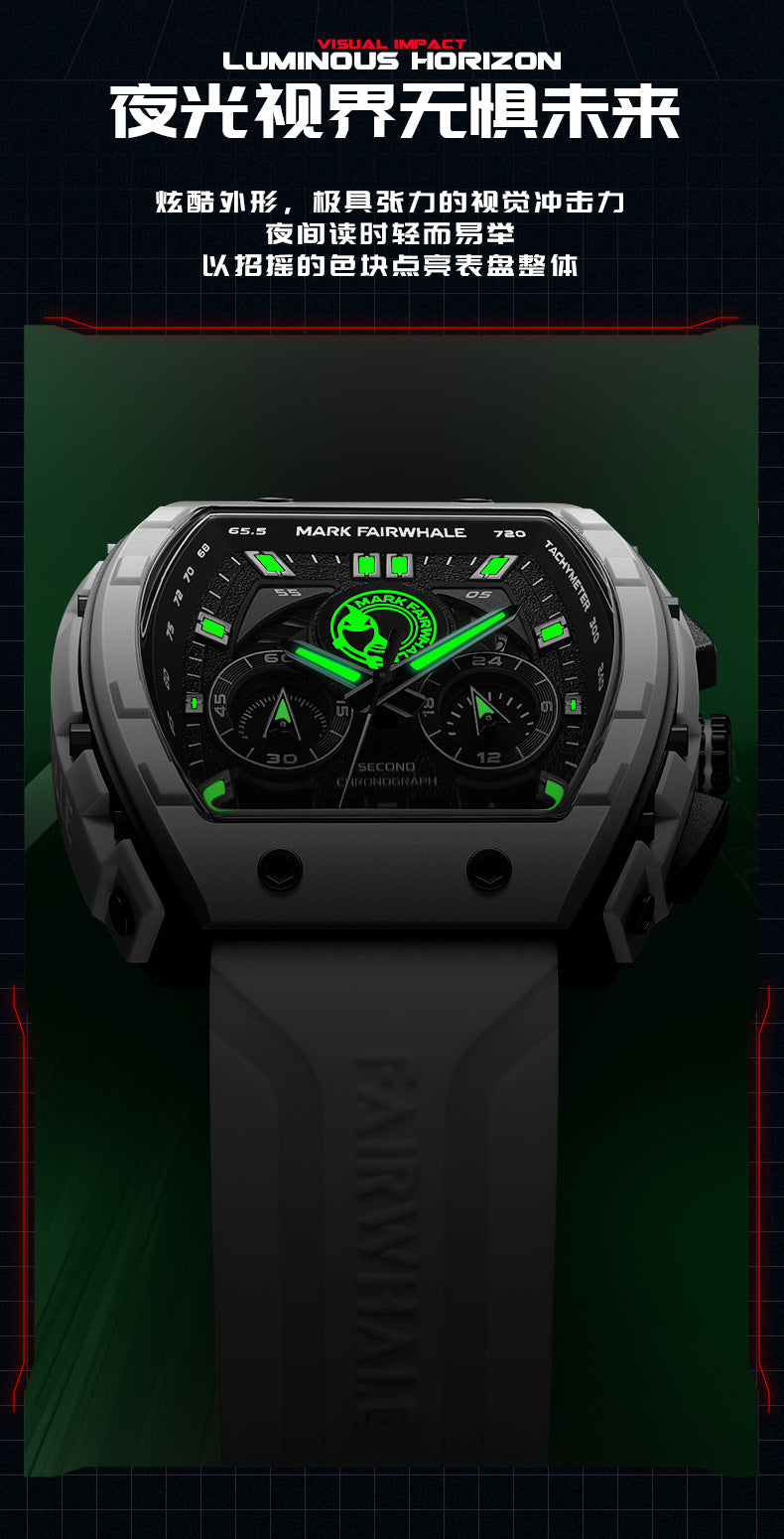 Mark Huafei Mark Fairwhale Brand Watch Men's Multifunctional Quartz Watch Wine Barrel Casual Sports Watch