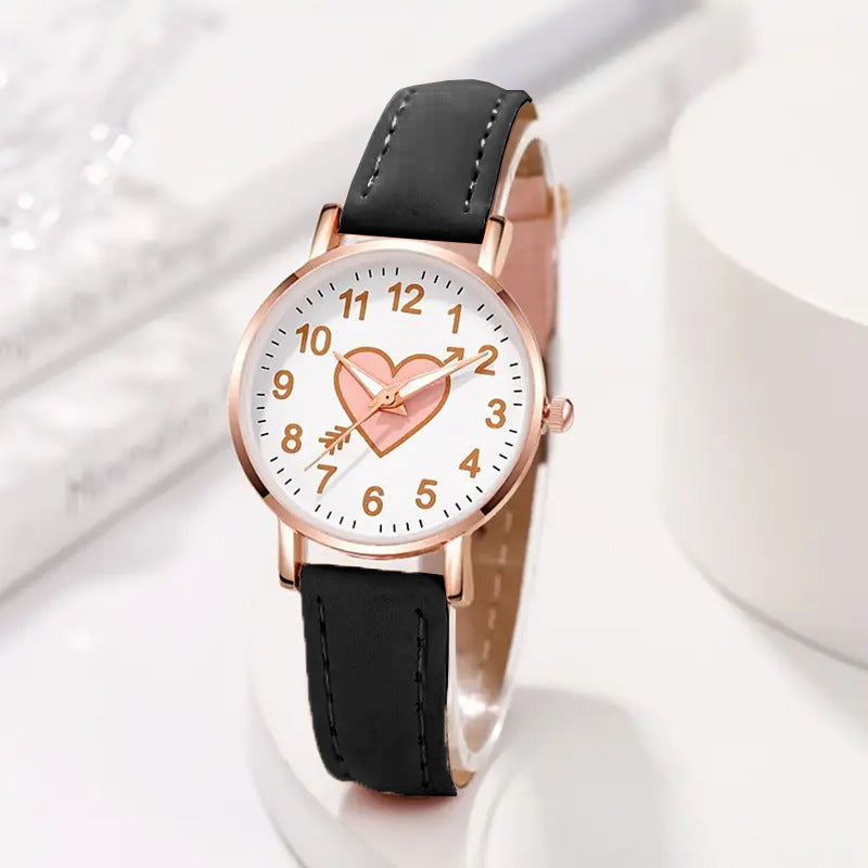 Internet Celebrity Cute Style Watch for Female Students Korean Version Simple Girlfriends Cute Heart Piercing Quartz Wristwatch Wholesale