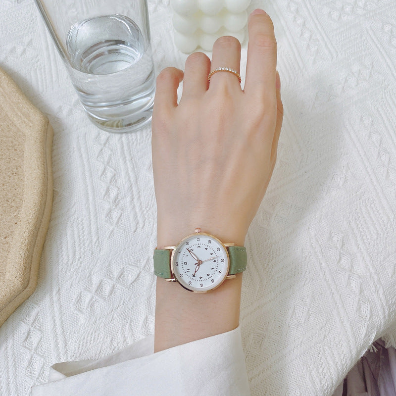 Cross-Border Hot-Selling Women's Fashion Simple Round Pointer High-End Versatile Fashion Watch Student Quartz Wristwatch