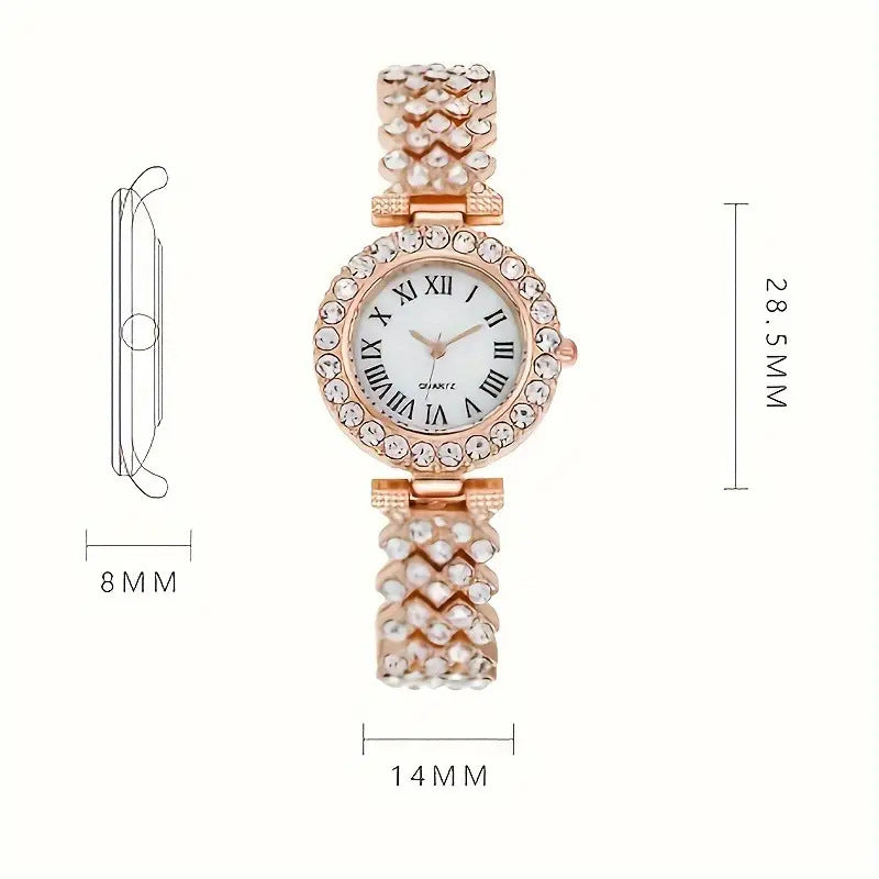 Cross-Border Hot-Selling Alloy Women's Bracelet Watch with Diamonds Trendy Decorative Watch Women's High-End Quartz Watch
