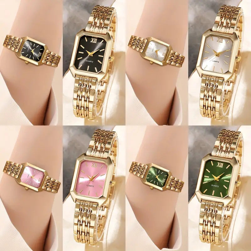 Cross-border hot ins Wind Steel Band Women's Watch Fashion Simple Square Quartz Wristwatch Female Student Versatile Watch