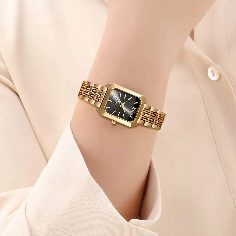 Cross-border hot ins Wind Steel Band Women's Watch Fashion Simple Square Quartz Wristwatch Female Student Versatile Watch