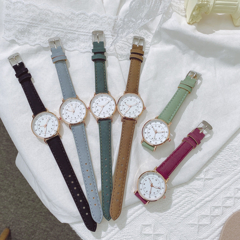 Cross-Border Hot-Selling Women's Fashion Simple Round Pointer High-End Versatile Fashion Watch Student Quartz Wristwatch