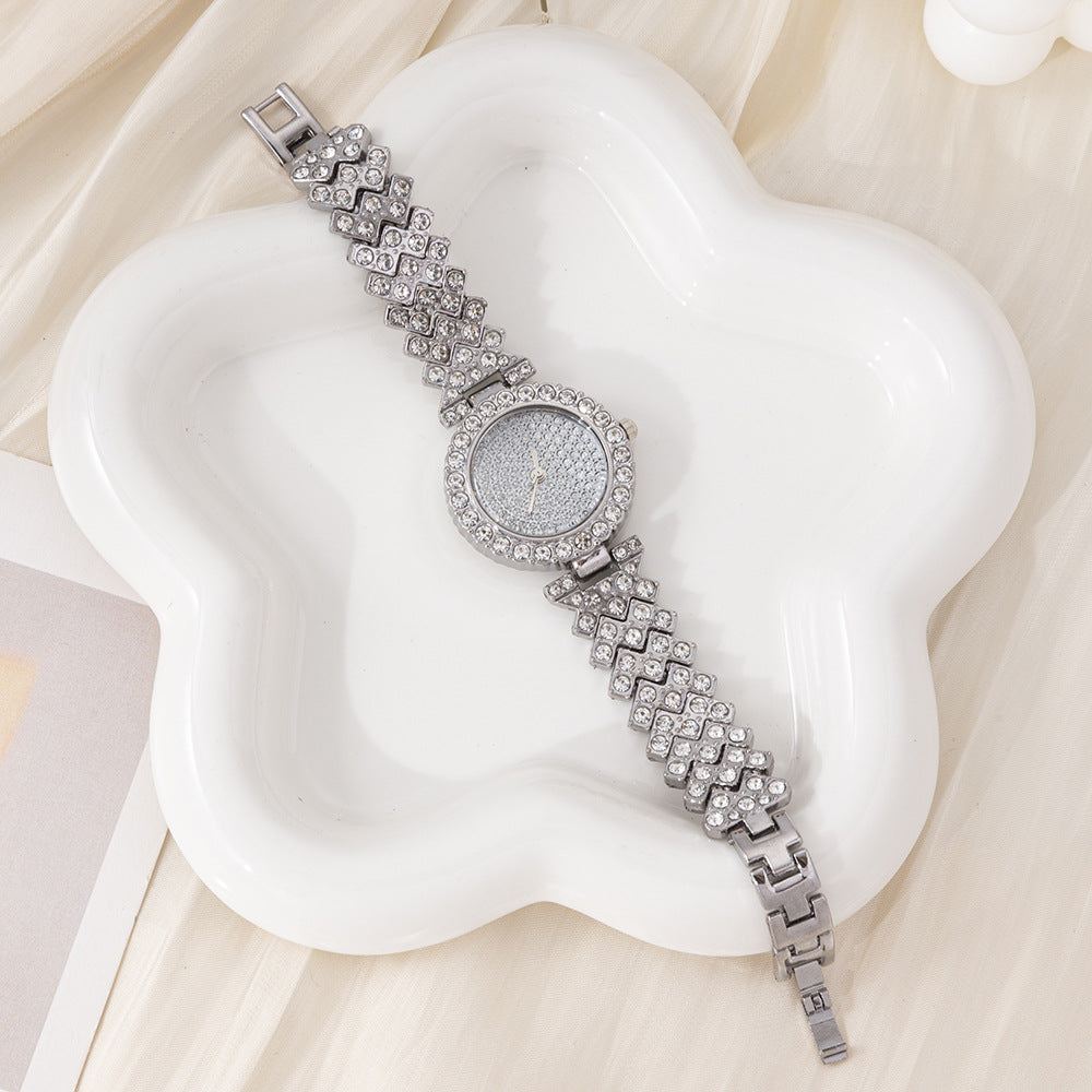 2024Elegant Fashion Foreign Trade Hot-Selling Women's Diamond-Studded Watch New Niche Versatile Small Dial Women's Quartz Watch