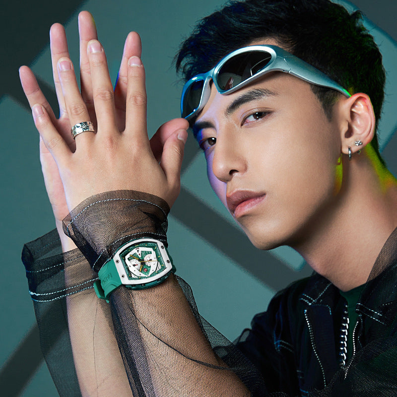 Mark Huafei Mark Fairwhale Brand Watch Men's Quartz Watch Multifunctional Barrel Shape Popular Watch