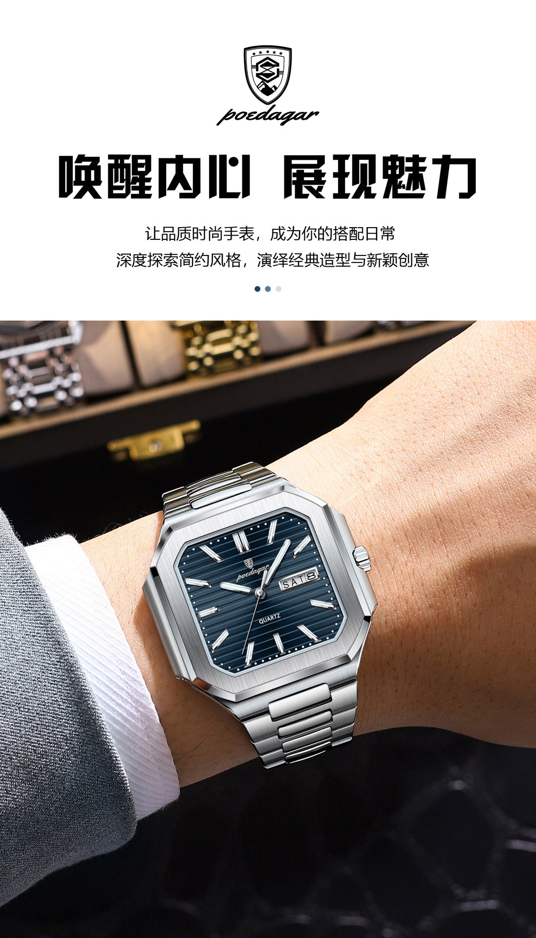 Swiss Brand Dual Calendar Watch for Men Waterproof Luminous Luxury Quartz Watch Live Streaming Foreign Trade Hot Item Dropshipping