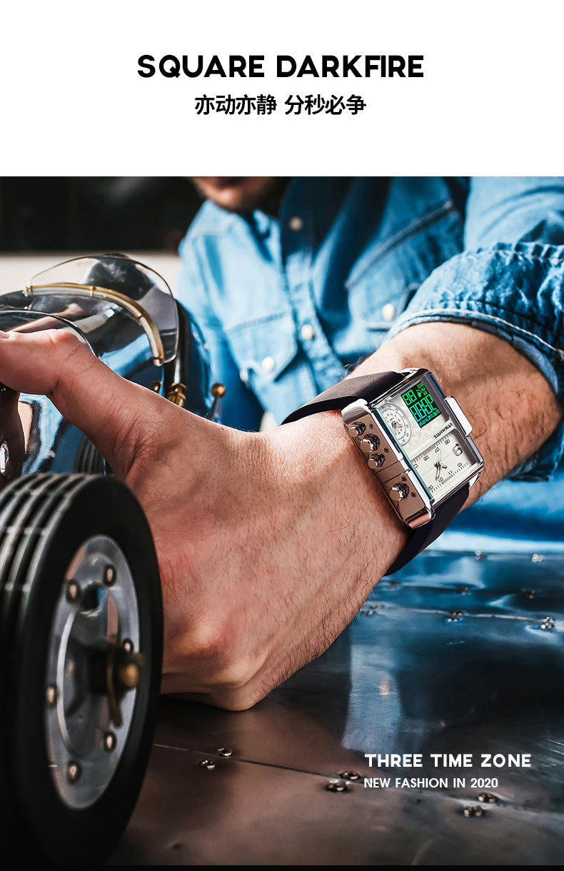 Mark Huafei Mark Fairwhale Watch Men's Square Large Dial Explosive Geometric Retro Electronic Watch