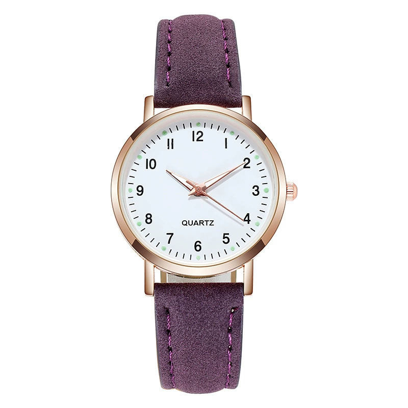 Cross-Border Simple Design Leather Strap Women's Watch High-End Feel Fresh Decorative Watch for Girls