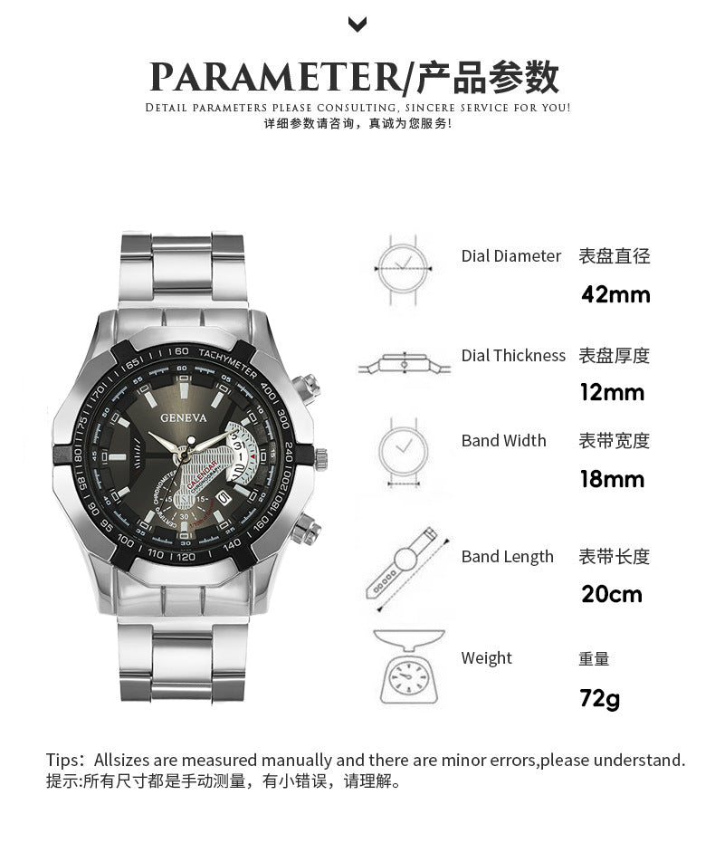 Cross-Border Hot-Selling Men's Watches Wholesale Men's Non-Mechanical Steel Band Business Multi-Functional Men's Watches High-End Feel