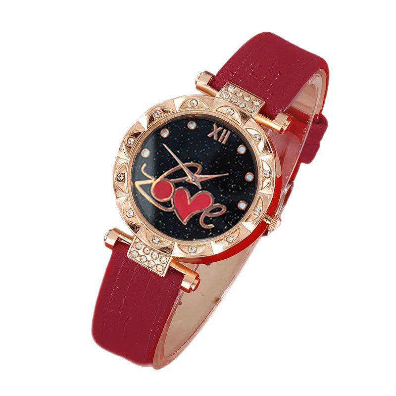 Cross-border Hot-Selling Women's Watch High-End Red Ribbon Quartz Watch Fashionable Niche Light Luxury Watch Wholesale