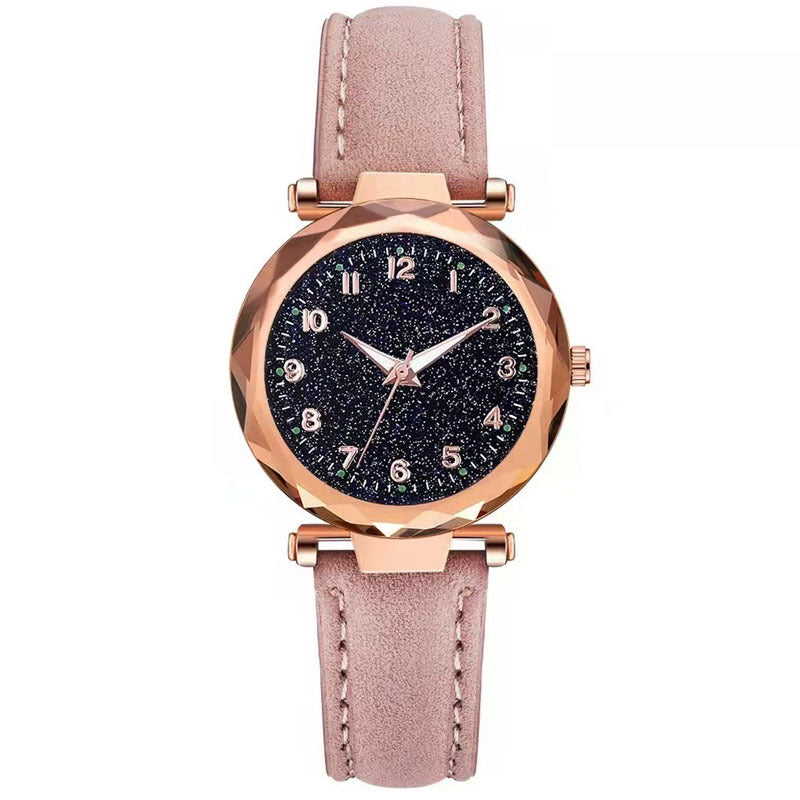 Casual Matte Digital Belt Women's Watch Starry Sky Luminous Girl's Watch Plastic Case Quartz Watch Manufacturer Wholesale