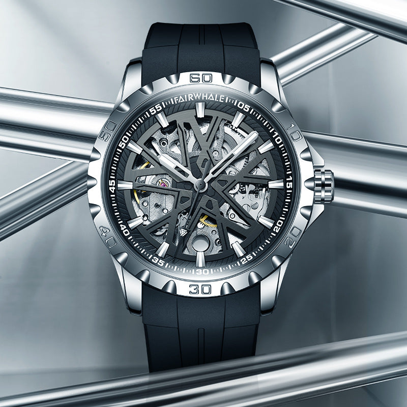 Mark Huafei MarkFairwhale Brand Men's Watch Fully Automatic Skeleton Mechanical Watch Hot-Selling Cross-Border Factory