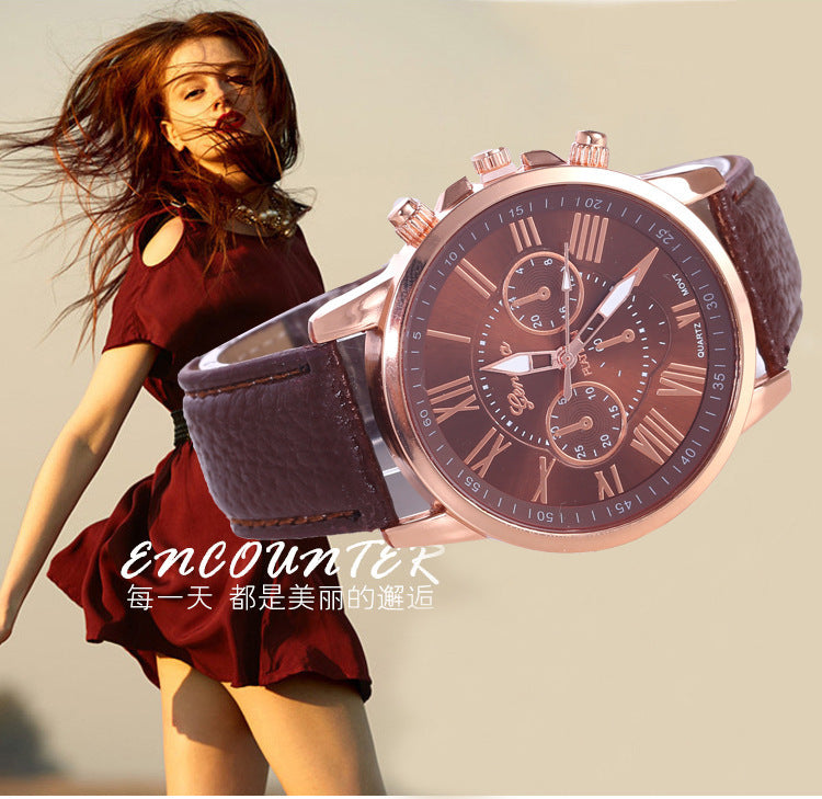 Cross-Border Hot-Selling Watches geneva Belt Women's Quartz Watch Classic Multi-Color Optional Women's Watch