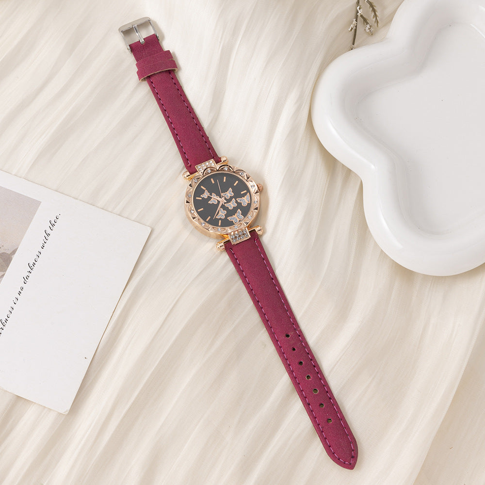 New TikTok Hot-Selling Women's Watch Fashionable and Unique Simple Wristwatch Butterfly Digital Belt Watch Wholesale