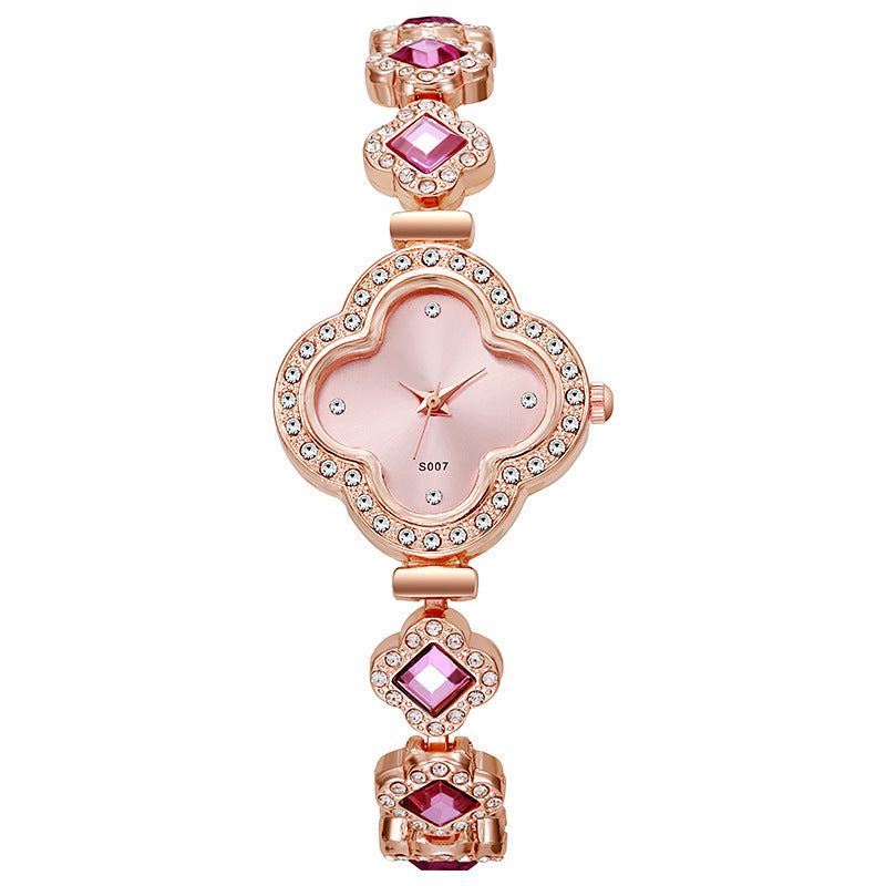 Source Factory Hot Sale Fashion Four-Leaf Clover Bracelet Quartz Watch Casual Versatile Women's Watch