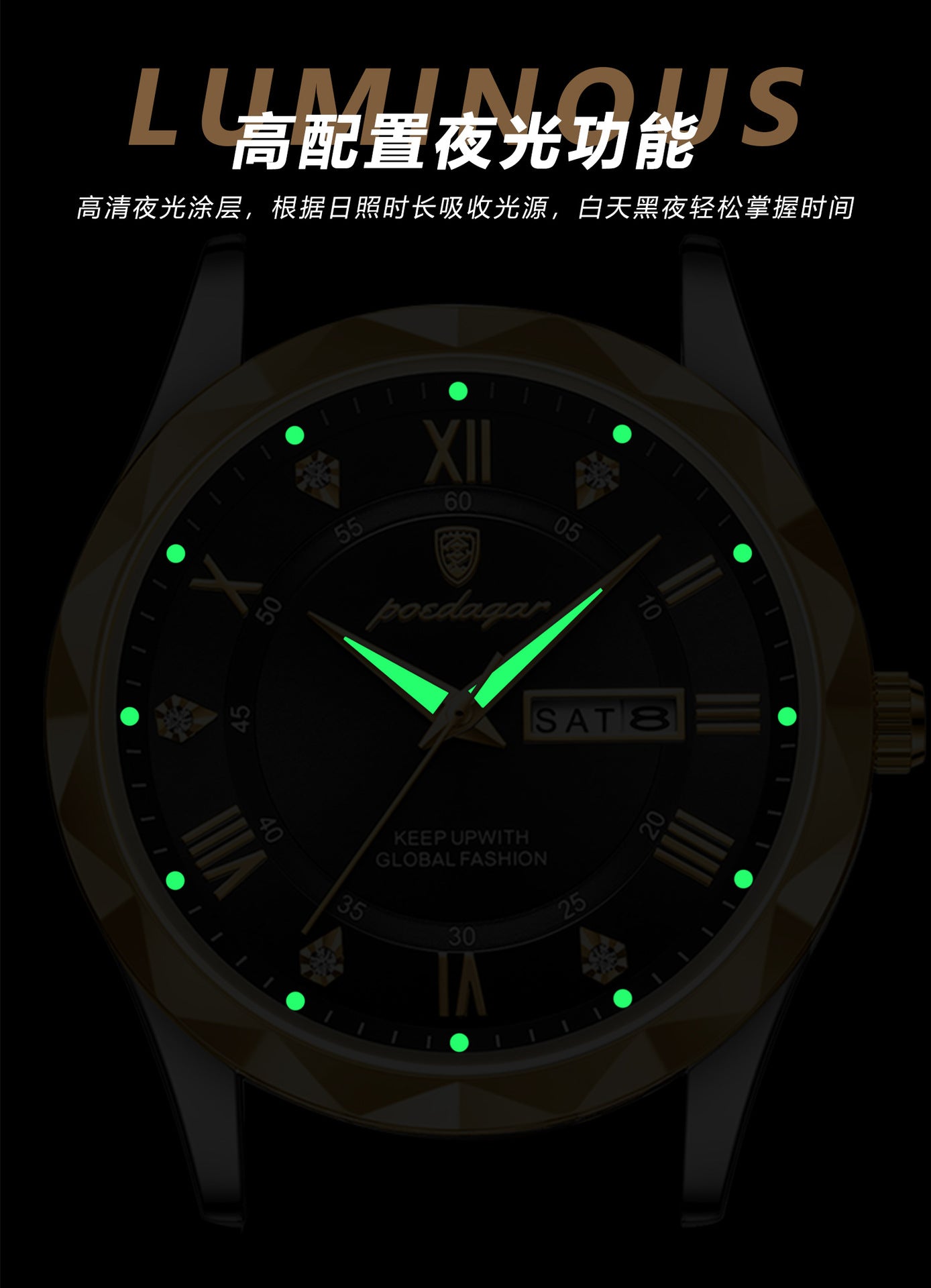 Swiss Brand Waterproof Luminous New Men's Watch Leather Strap Quartz Watch Live Streaming Foreign Trade Hot Item Dropshipping