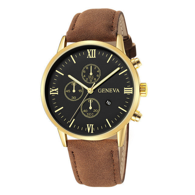 Factory In-Stock Men's Watch Business Simple Fashion with Calendar Quartz Watch Leather Strap Men's Watch High-End Wholesale