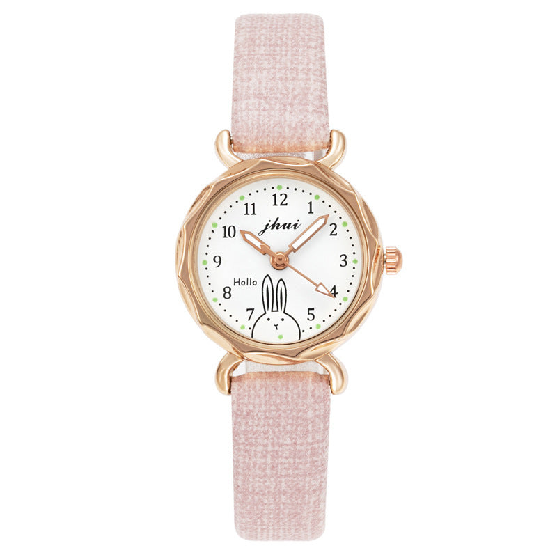 Watch for Girls Small Dial Rhombus Cute Rabbit Watch for Middle and High School Students ins Elegant Women's Wristwatch