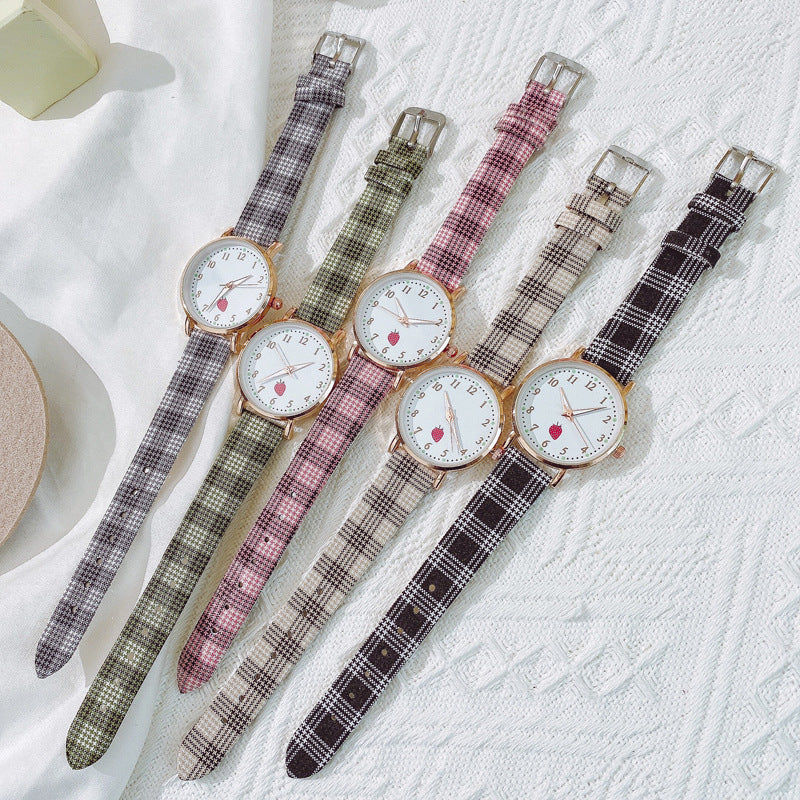 Japanese Style Cute Strawberry Luminous Women's Watch Spring Summer Simple Versatile Elementary and Middle School Soft Girl Campus Style Women's Watch