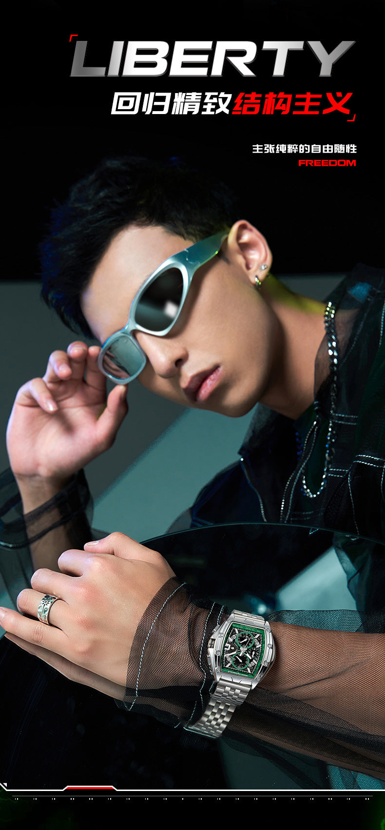 Mark Huafei Mark Fairwhale Brand multifunctional luminous chronograph skeleton hot-selling waterproof quartz watch