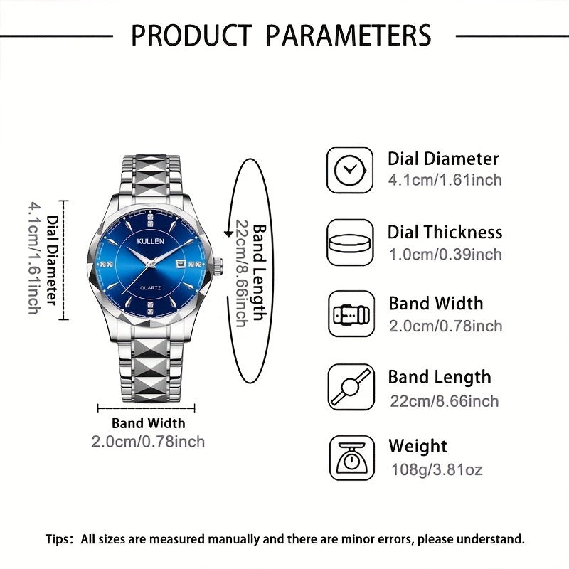 Cross-border Hot-Selling Men's Watch High-End Non-Mechanical Business Calendar Steel Band Watch High-End Men's Watch