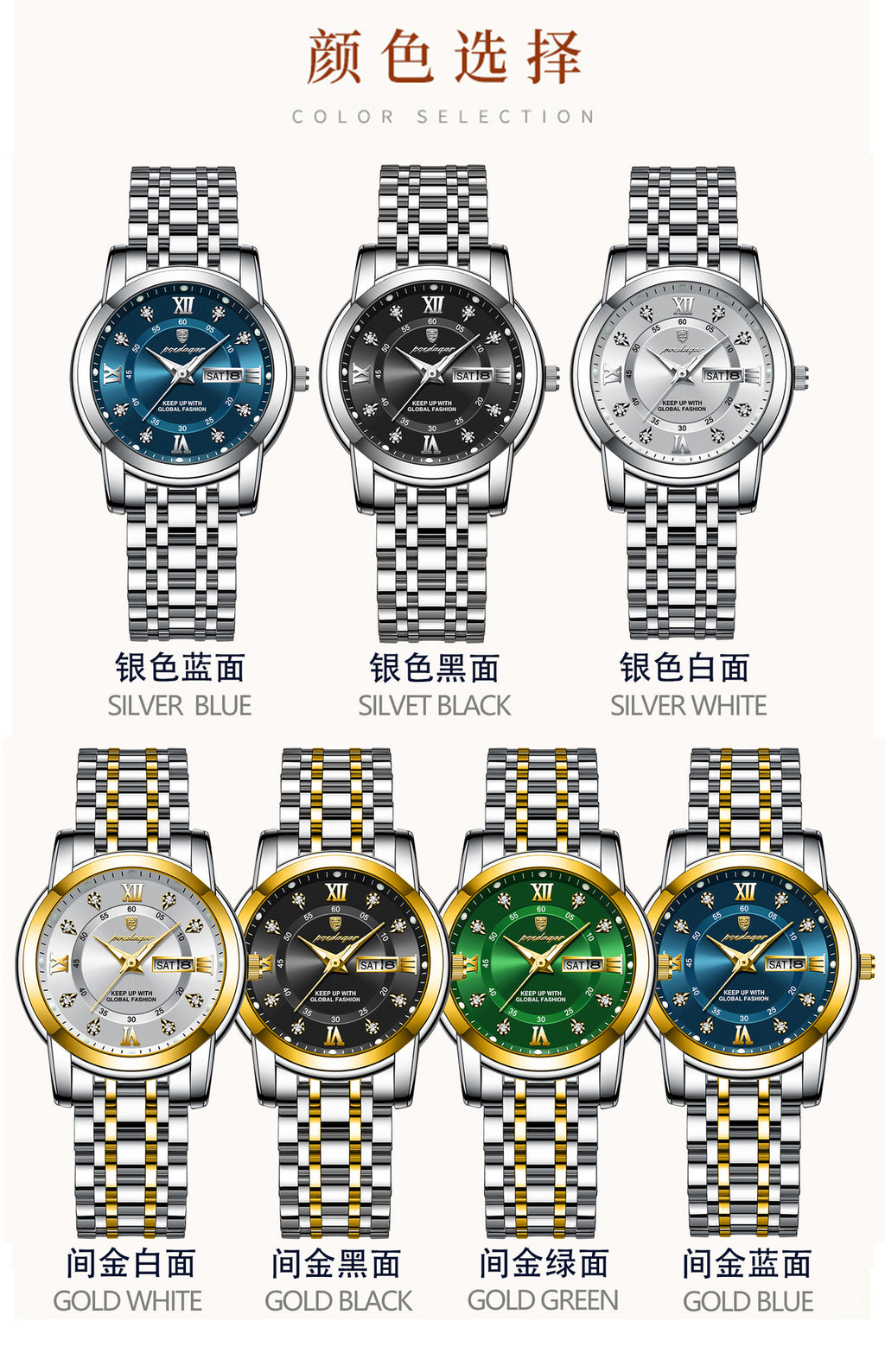 Swiss Brand Women's Watch New Waterproof Luminous Dual Calendar Wristwatch Female Live Export Hot Sale One Piece Dropshipping