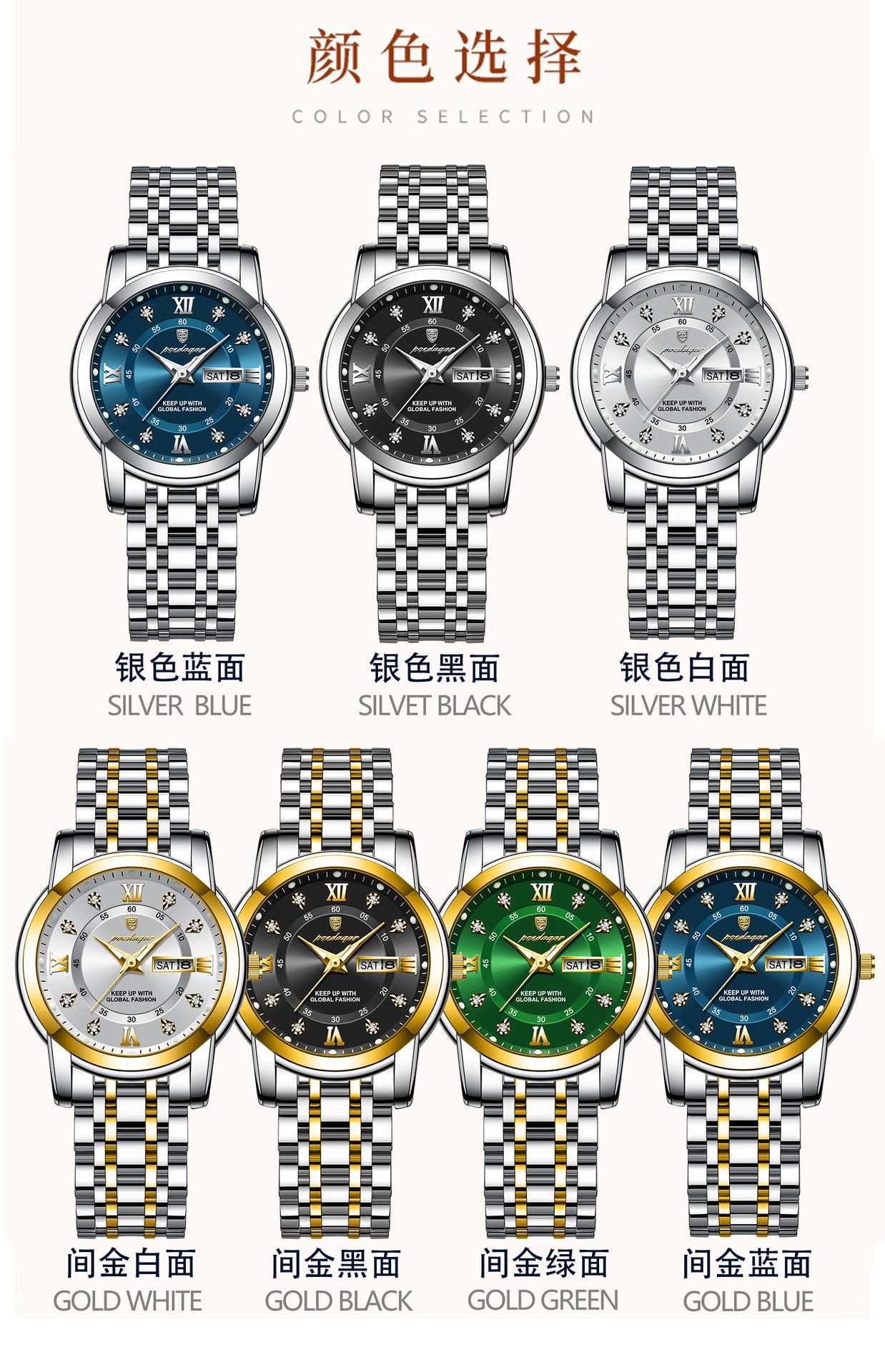 Swiss Brand Women's Watch New Waterproof Luminous Dual Calendar Wristwatch Female Live Export Hot Sale One Piece Dropshipping