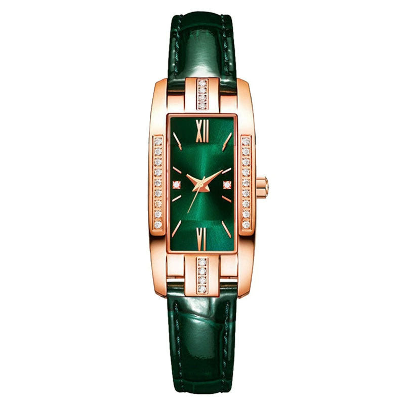 Elegant Women's Watch Simple Diamond Watch Niche Retro Student Green Watch Niche Women's Watch Simple Fashion Quartz Watch