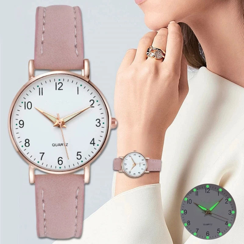 Cross-Border Simple Design Leather Strap Women's Watch High-End Feel Fresh Decorative Watch for Girls