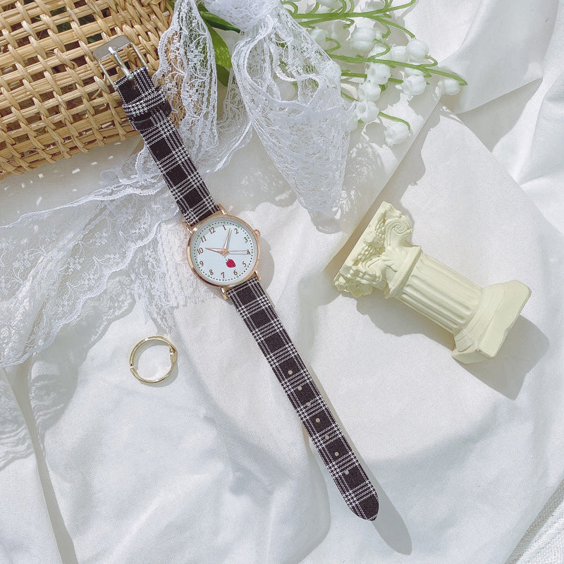 Japanese Style Cute Strawberry Luminous Women's Watch Spring Summer Simple Versatile Elementary and Middle School Soft Girl Campus Style Women's Watch