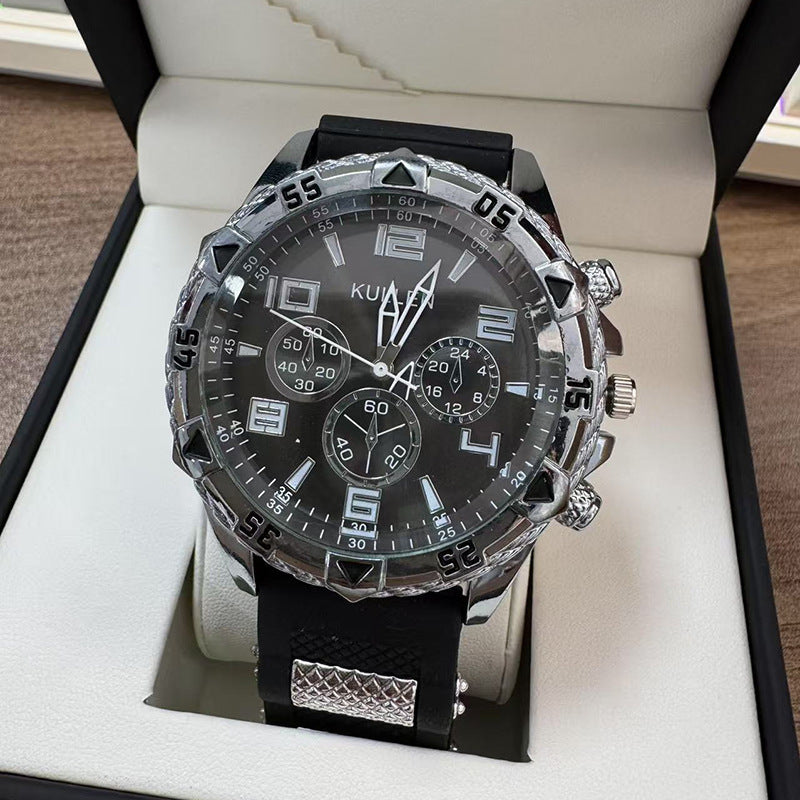 Cross-border Hot-Selling Men's Watches Wholesale Casual Silicone Strap Quartz Watches Fashion Men's Wristwatches Men's Watches