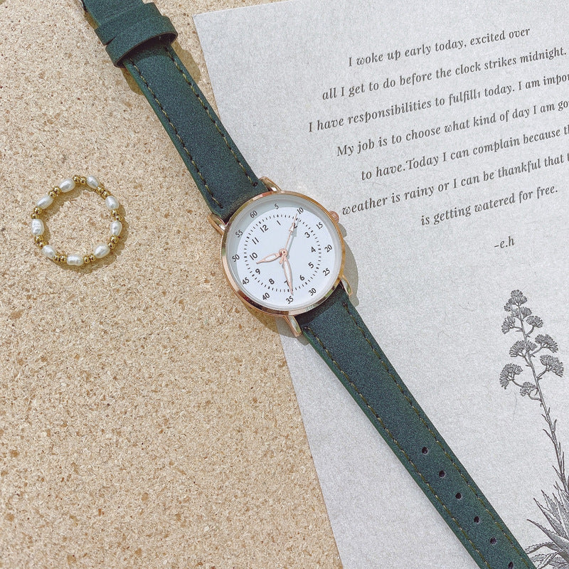 Cross-Border Hot-Selling Women's Fashion Simple Round Pointer High-End Versatile Fashion Watch Student Quartz Wristwatch