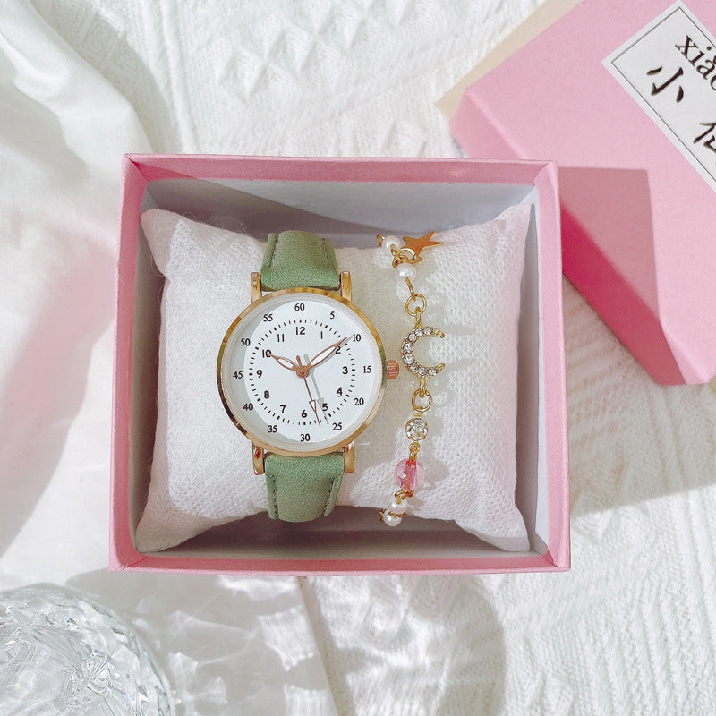 Cross-Border Hot-Selling Women's Fashion Simple Round Pointer High-End Versatile Fashion Watch Student Quartz Wristwatch