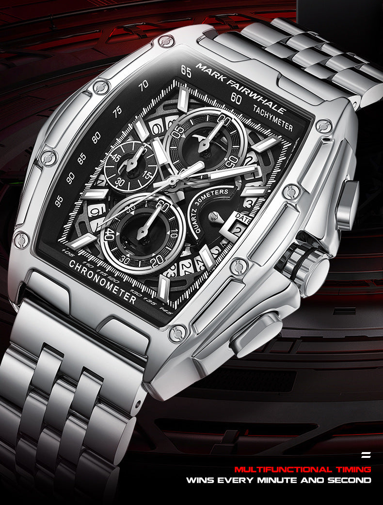 Mark Huafei Mark Fairwhale Brand multifunctional luminous chronograph skeleton hot-selling waterproof quartz watch